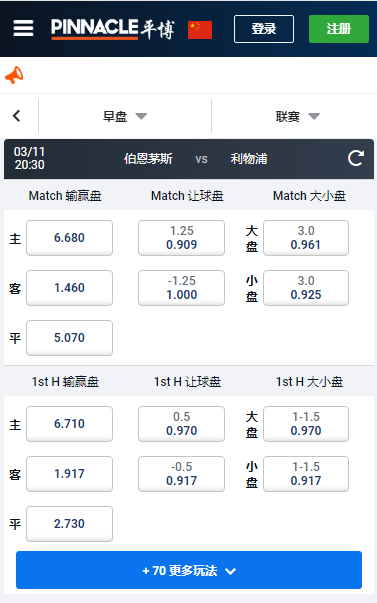平博,英超,伯恩茅斯 - 利物浦,赔率和怕那口